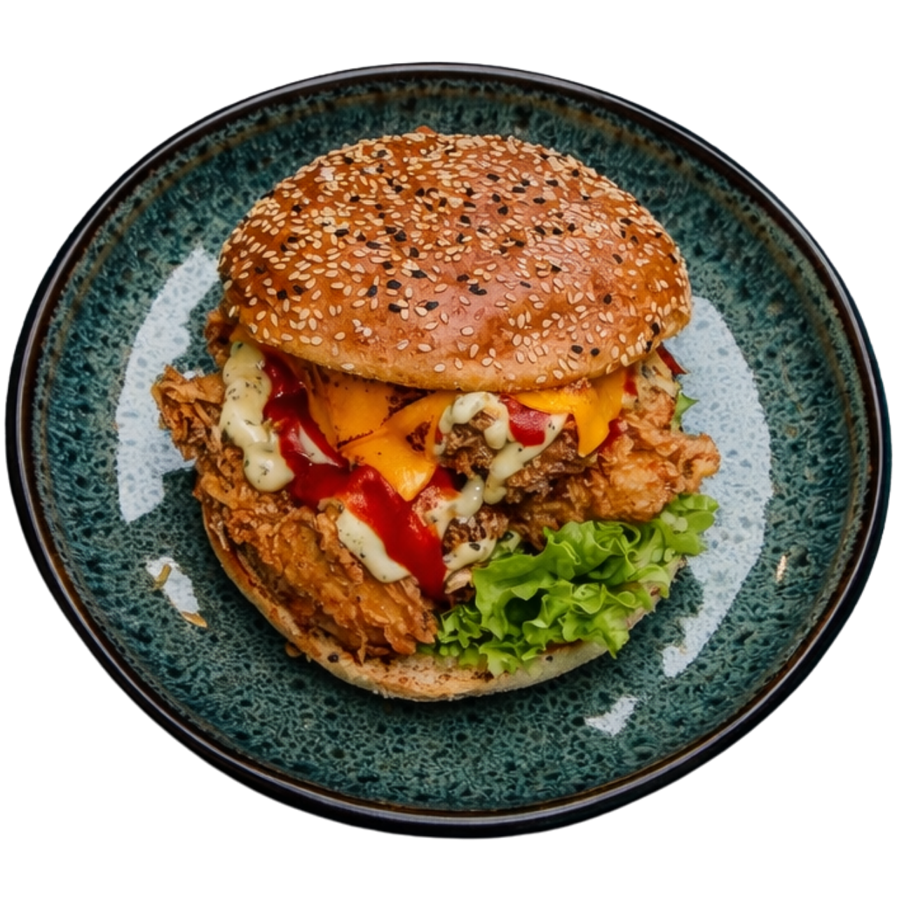 Freigestellter Spicy Burger von Papa Lu